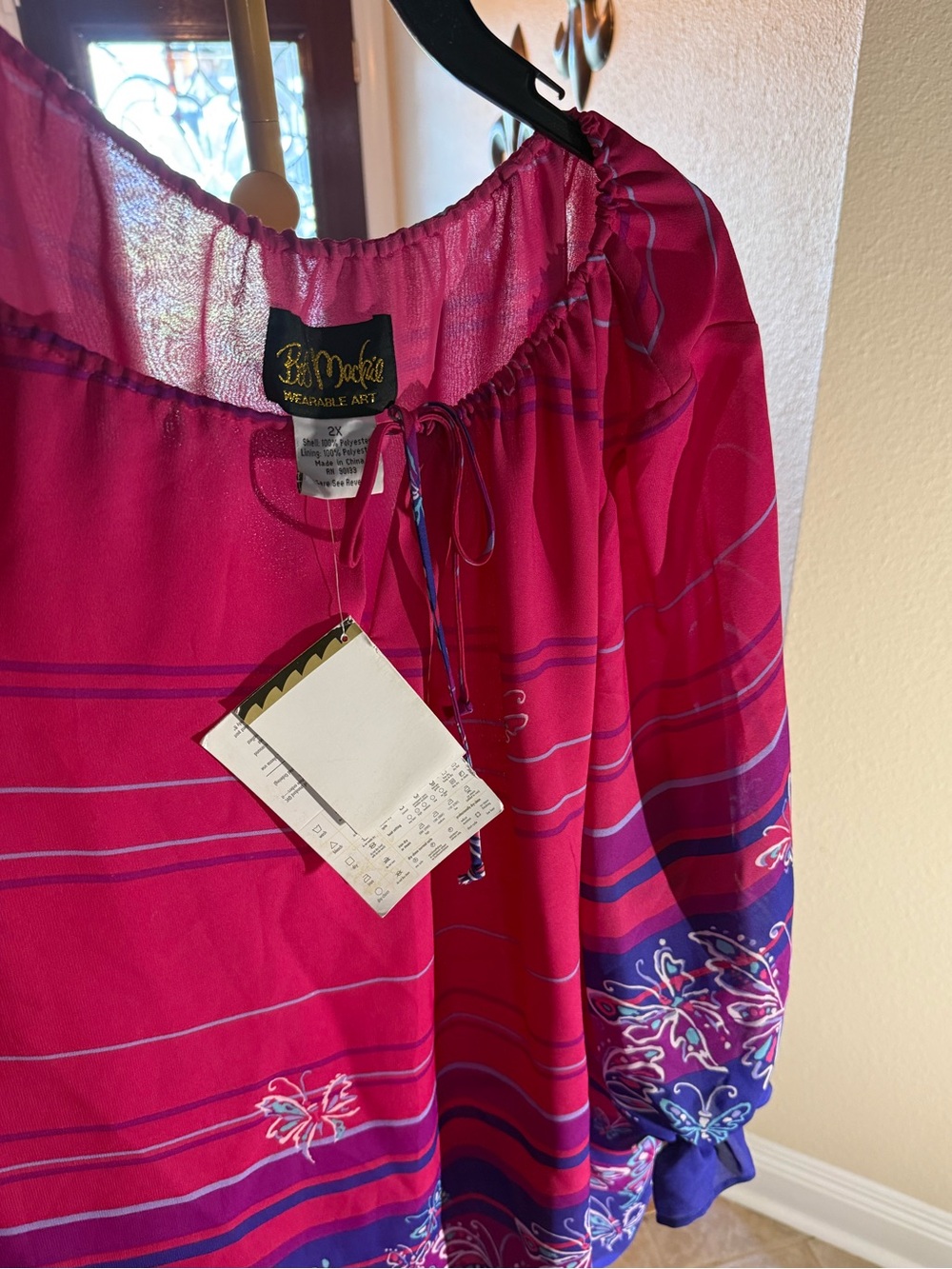 Bob Mackie Women’s Pink Floral Off-Shoulder Blouse
